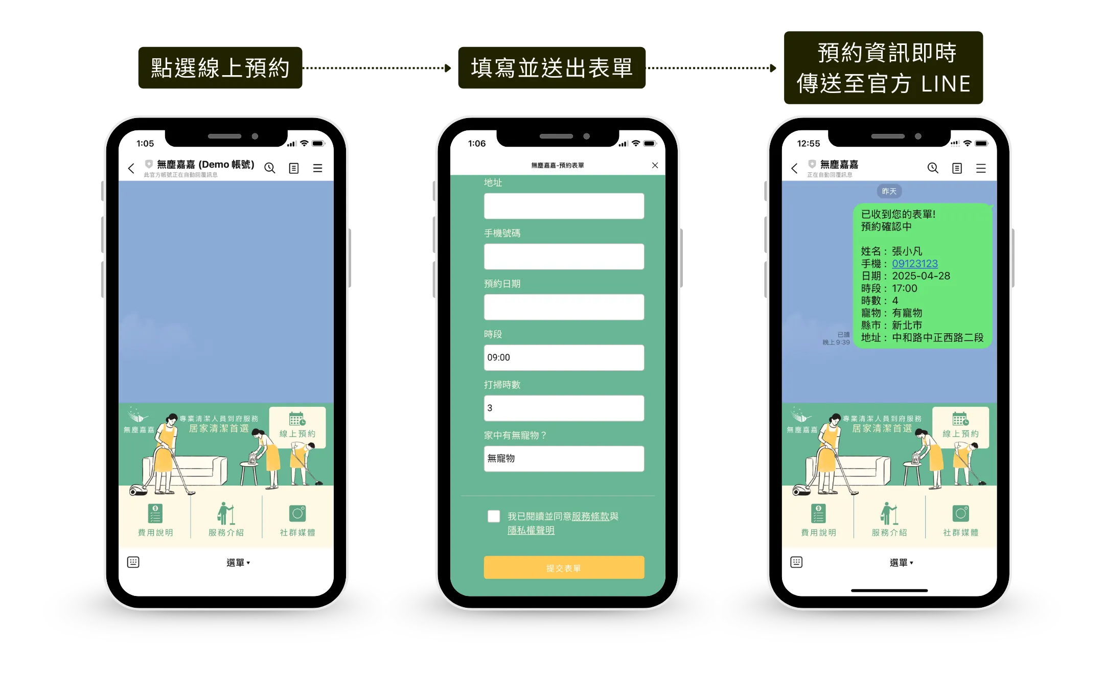 居家清潔官方LINE線上預約案例