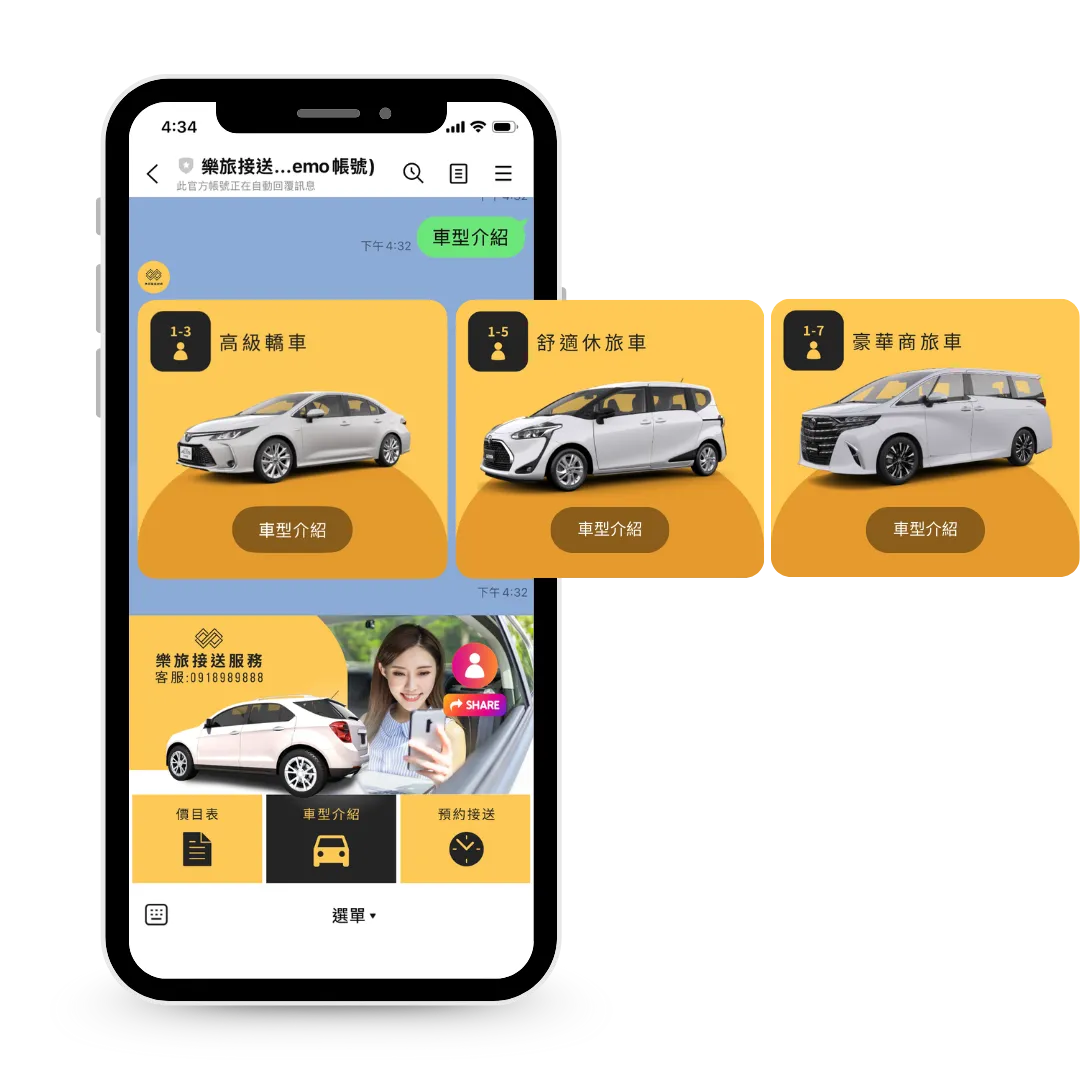 機場接送LINE多頁訊息設計